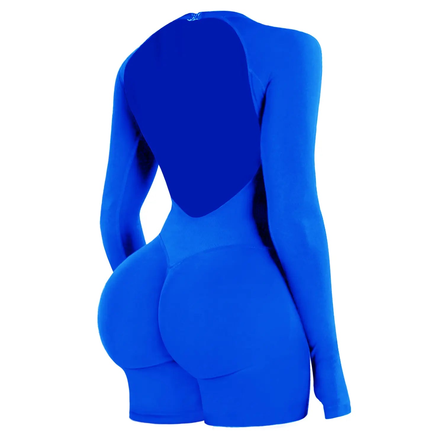 Jetjoy Women's Seamless Long Sleeve Backless Romper with Removable Sports Padding and Tummy Control for Yoga and Gym Workouts
