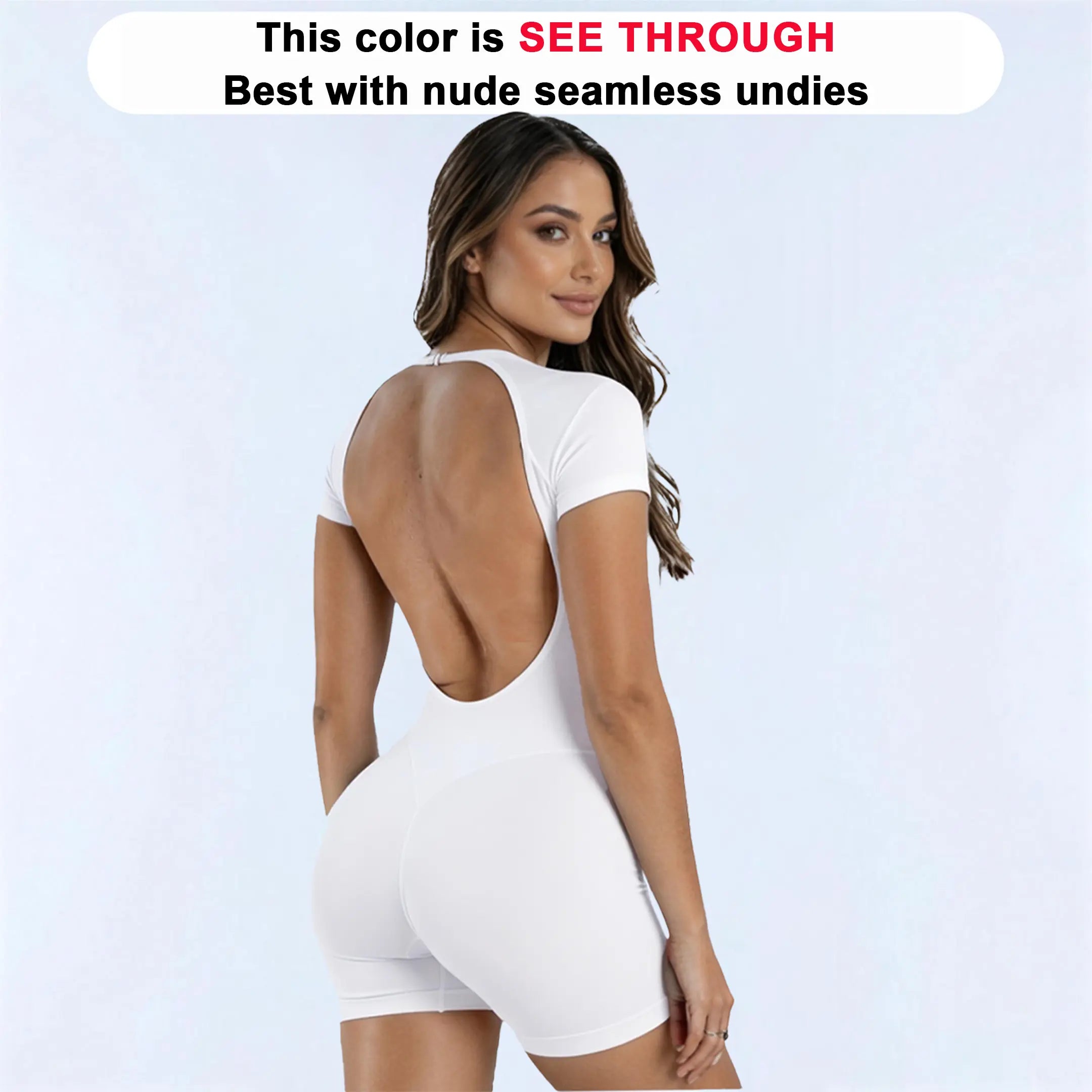 DEEFY Women's Seamless Short Sleeve One-Piece Workout Unitard with Tummy Control and Butt Lifting Features