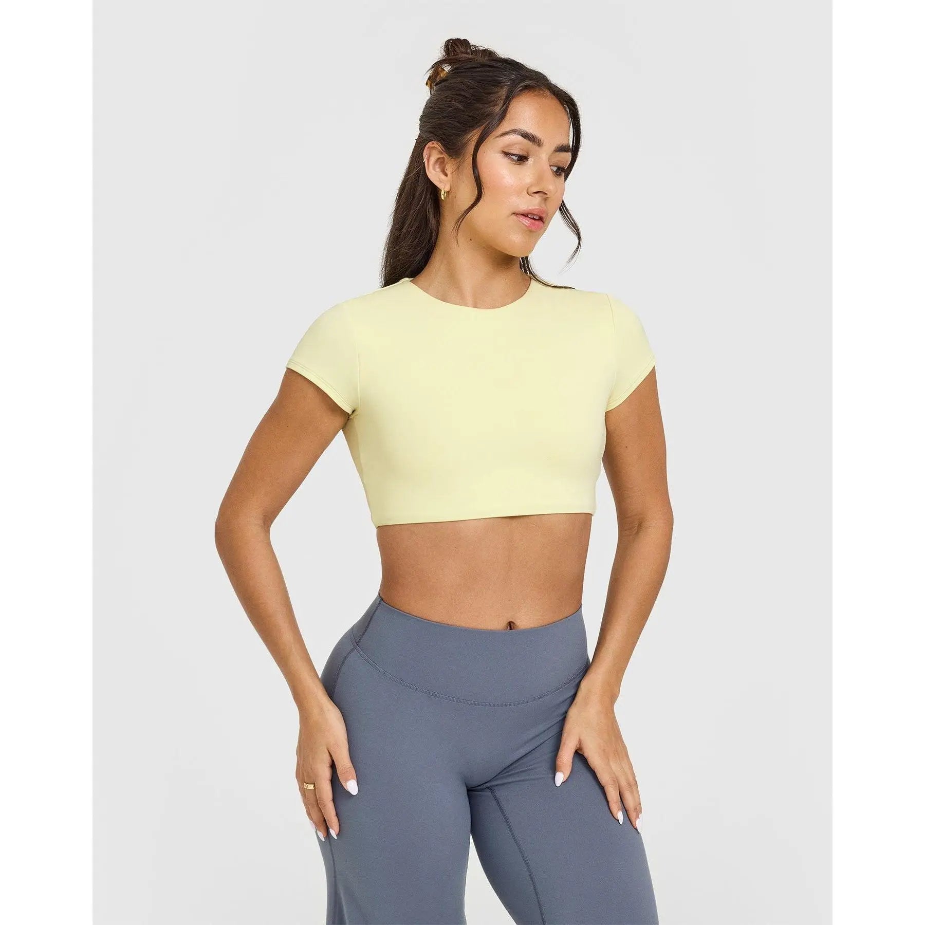 RICH BRIA SOFTMOTION Sports Set, Strappy Tank Top & Wide Leg Pants, Short Sleeve Crop Top , Yoga Sports Vest Workout Tops, Womens Fitness Activewear Gym Fashion Outdoor Gymwear Comfort Straight Leg Yoga Pants Matching Set