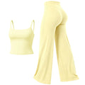 RICH BRIA SOFTMOTION Sports Set, Strappy Tank Top & Wide Leg Pants, Short Sleeve Crop Top , Yoga Sports Vest Workout Tops, Womens Fitness Activewear Gym Fashion Outdoor Gymwear Comfort Straight Leg Yoga Pants Matching Set