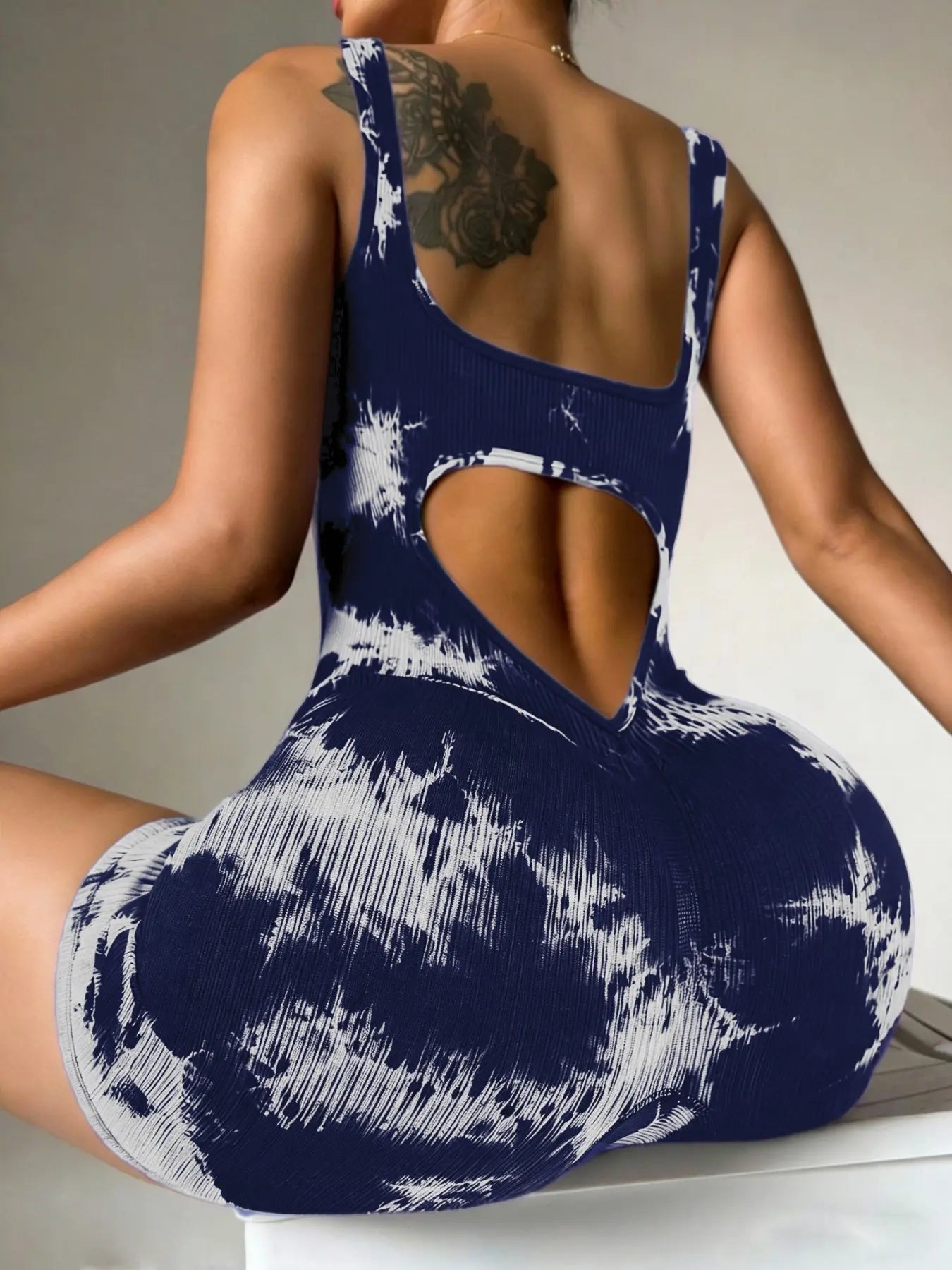 Women's Multicolor Tie-Dye High Elastic Yoga Jumpsuit - Quick-Drying, Shaping, and Tight-Fitting Outdoor Fitness Wear for All Seasons
