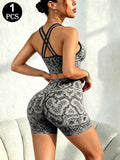 Seamless Snakeskin Yoga Ensemble with High Waist Butt Lifter, Thin Straps Back Design, Full Coverage Push-Up Bra, Versatile All-Season Athleisure Activewear Set