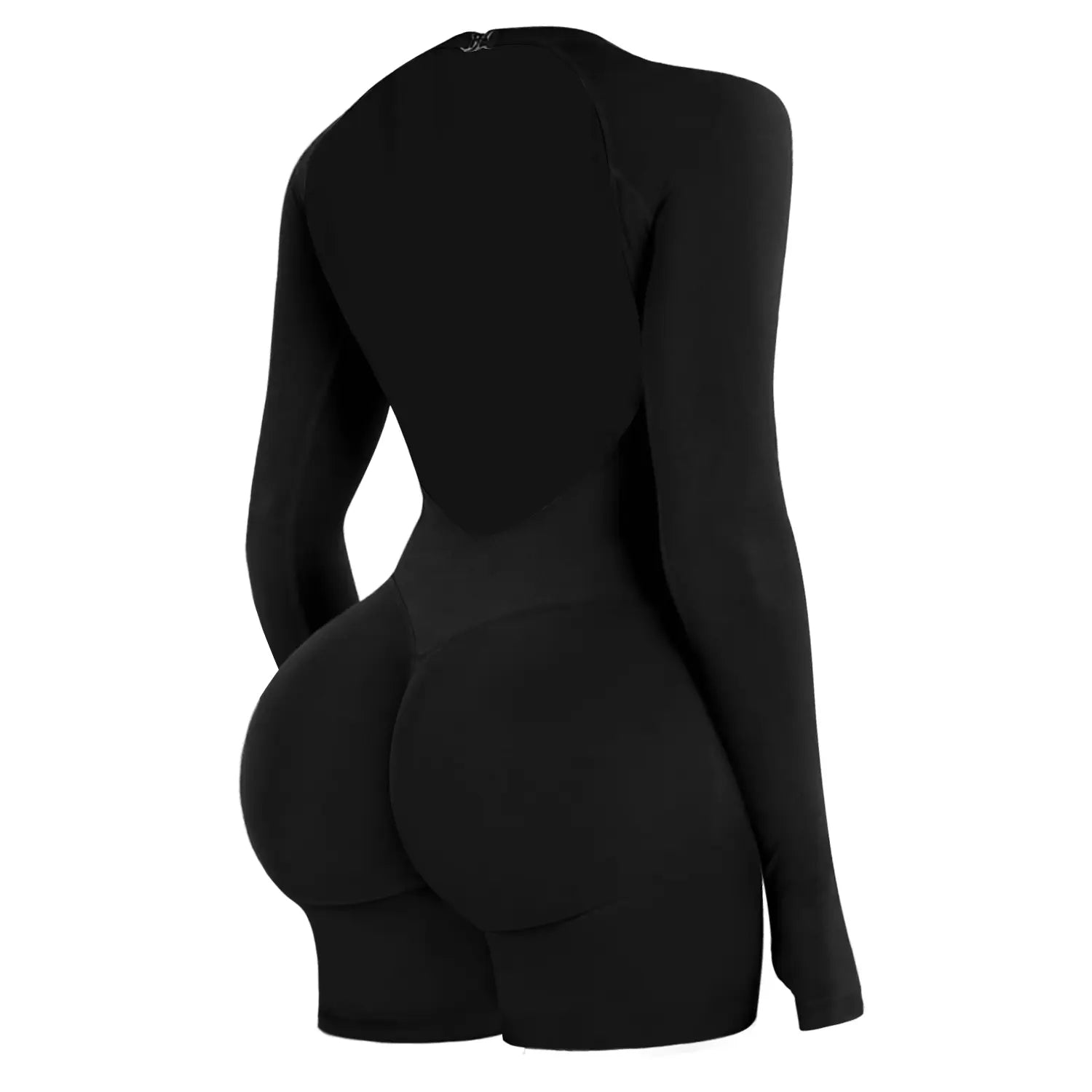 Jetjoy Women's Seamless Long Sleeve Backless Romper with Removable Sports Padding and Tummy Control for Yoga and Gym Workouts