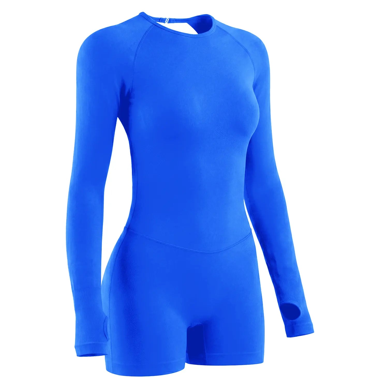 Jetjoy Women's Seamless Long Sleeve Backless Romper with Removable Sports Padding and Tummy Control for Yoga and Gym Workouts