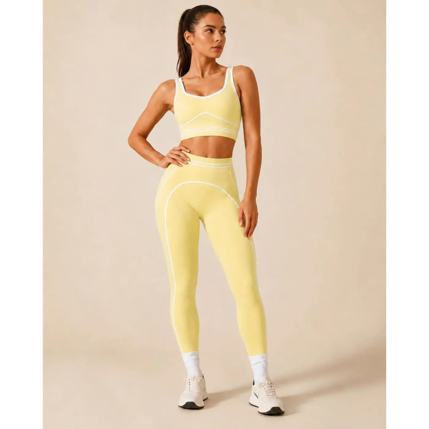 Women's Versatile High-Waisted Yoga Pants Set for Gym Training and Outdoor Sports, Featuring Butt-Lifting Design